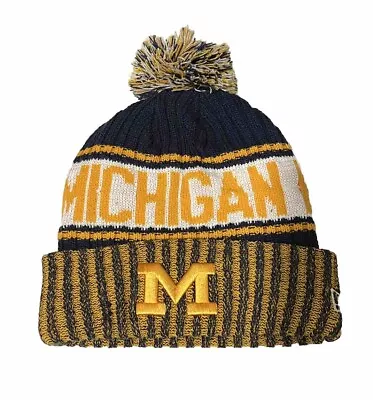 NCAA New Era Michigan Wolverines Football Warm Winter Beanie Knit Pom Pom Hat  • $20