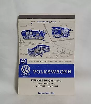 Vintage Everhart Imports Volkswagen Matchbook Cover Janesville WI Advertising • $19.99