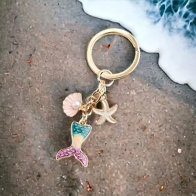 Cute Enamel Mermaid Keyring Bag Charm Key Fob Keychain Pink Blue Kawaii New • $5.63