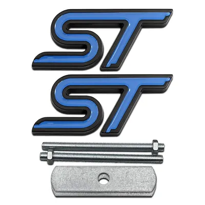 Black & Blue Metal ST Car Lid Trunk Emblem + Sport Front Grille Logo Turbo Badge • $11.99