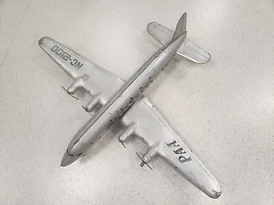 Vintage Marx Model DC-4 Airplane Pan American Pressed Steel Wood Wheels Toy  • $149