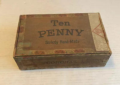 Ten Penny Cigar Box 1926 Tax Stamp Conchas H.E. Burger Cigar Mfg. Allentown Pa. • $39.95