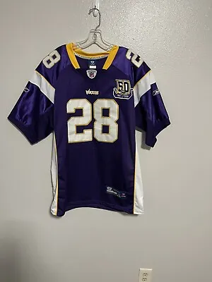 Adrian Peterson # 28 Minnesota Vikings 50th Anniversary Reebok Jersey Size 52 • $49.99