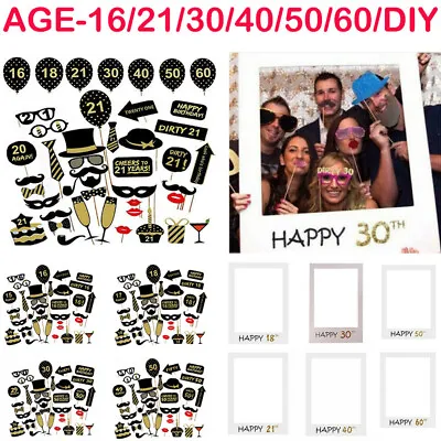 £2.99 • Buy Happy Birthday Frame Photo Booth Props Party Decor Selfie 16/18/21/30/40/50/60th
