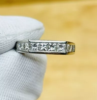 A. Jaffe 950 Platinum Ladies Diamond Ring 1.11 CTW Natural Princess Cut Sz 5 *CD • $1499.99