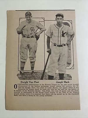 Joe Mack Waterloo Red Van Fleet Cedar Rapids 1937 Sporting News Baseball 5X7 • $16