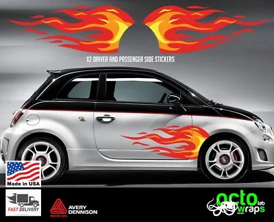 Fit Fiat 500 595 Cc Abarth Racing Side Flames Decal Stickers Accessories Parts • $111.09