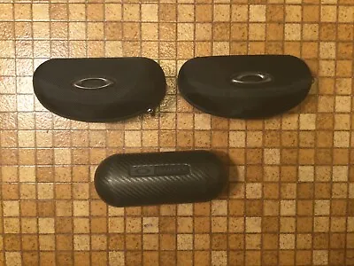 Lot Of 3 Authentic Oakley Black Sunglass Cases & Cloth Bags Carbon Fiber Flak • $29