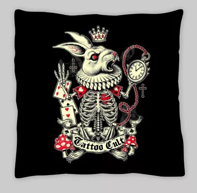 Steampunk  Alice In Wonderland Rabbit Hare Steampunk  Cushion Cover 18x18  • £6.20