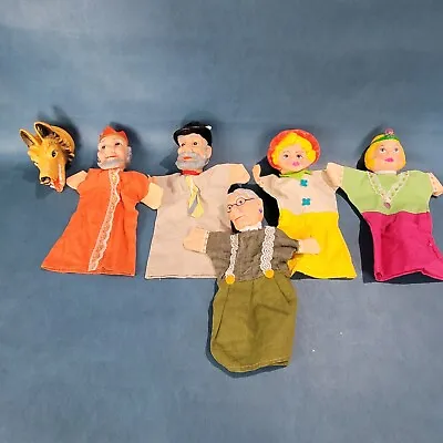 $34.95 • Buy Lot Of 6 Vtg Mr Rogers Neighborhood Hand Puppets King Queen Granny Woodsman Wolf