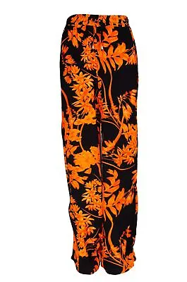 Karen Millen Orange Black Floral Trousers Wide Leg Elastic Tie Waist  • £21.95