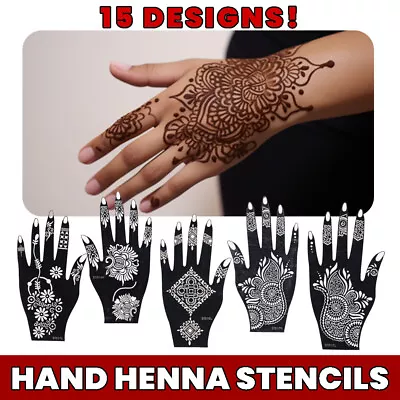 Henna Stencils Hand Mehndi Art Template India Lace Body Temporary Tattoo 2pcs • £3.87