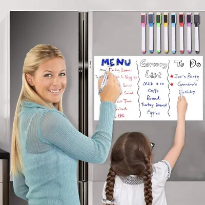 A5 Magnetic Whiteboard Fridge Dry Wipe Shopping List Notice Board Planner & Pens • £5.22