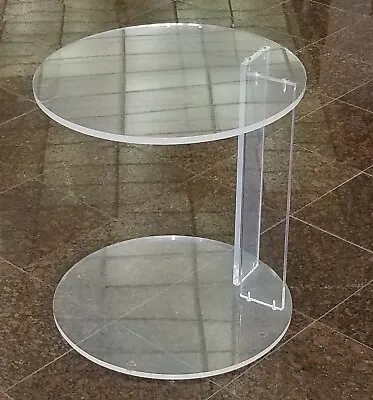 Chic Vintage 1970's Lucite Round Top & Base Occasional Side Table • $450