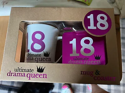 Ultimate Drama Queen 18th Birthday Mug And Coaster Gift Boxed Inc Candles & Conf • £2.99