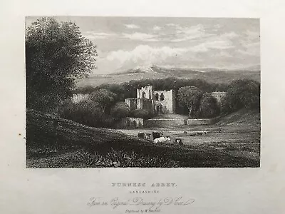 1834 Antique Print: Furness Abbey Dalton-in-Furness Cumbria After David Cox • £7.99