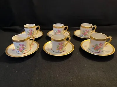 Set Of 6 Vintage Demitasse Cups And Saucers. Concorde Fine China Gold Trim • $50