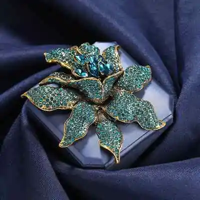 Vintage Orchid Rhinestone Brooch Women Luxury Jewelry Accessories Banquet Pin • $5.93