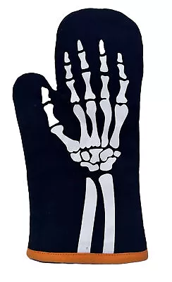 Skeleton Hand Bakers Oven Mitt Black Orange  Cooking Grilling Baking • $9.95