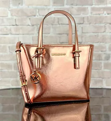 MICHAEL KORS JET SET TRAVEL XS SATCHEL CROSSBODY SHOULDER BAG $498 Metalic Rose • $79