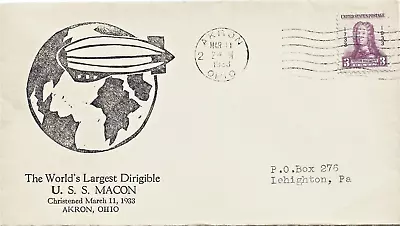 USS Macon  The World's Largest Dirigible  Christened March 11 1933 Akron Ohio • $12.50