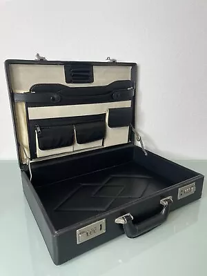 Executive Briefcase Faux Leather Attaché Case Traditional Business Bag Black • $59.92