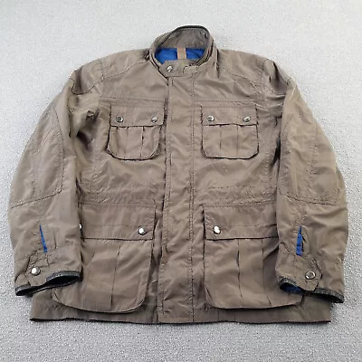 Mens Field Jacket Large Brown Full Zip Pockets H. E. By Mango Adult Waterproof • $12.57