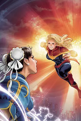 Captain Marvel Vs Chun LI Street Fighter Capcom Poster 24x36 Inches • $20