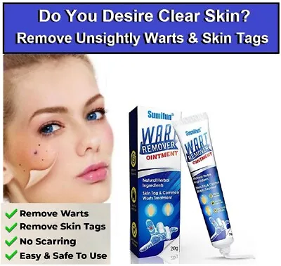 Wart Removal Ointment Skin Tags Natural Body Treatment Moles Corns Verruca Safe  • £12.99