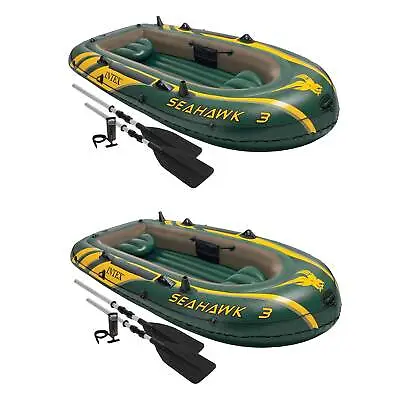 Intex Seahawk 3 Person Inflatable Boat Set With Aluminum Oars & Pump (2 Pack) • $226.18