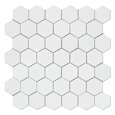 Thassos White Greek Marble 2 Inch Hexagon Mosaic Tile • $9.50