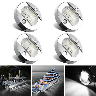 4X White Round 3  Marine Boat LED Stern Transom Lights Cabin Deck Courtesy Light • $12.99