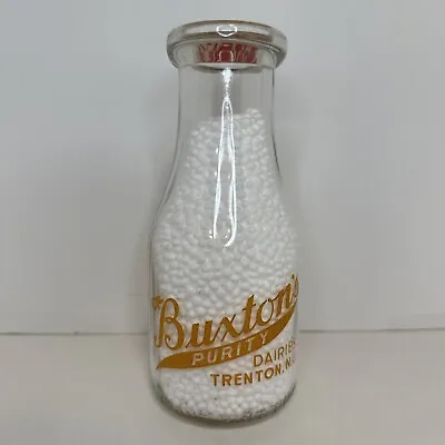 Pint Pyro Milk Bottle Dairy Buxton Purity Dairies TRENTON NEW JERSEY NJ • $11.24