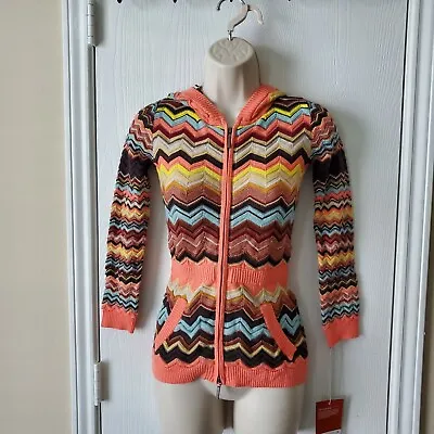 Missoni For Target Chevron Striped Hoodie Sweater Full Zip Small NWT • $35