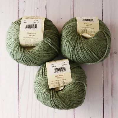 Rowan Softyak DK ~ Lot Of 3 ~ #241 Lawn Green ~ Cotton Yak ~ Braided ~ Soft • $36