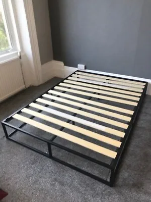 Ikea Metal Double Bed Frame In Black Used In Good Condition  • £40