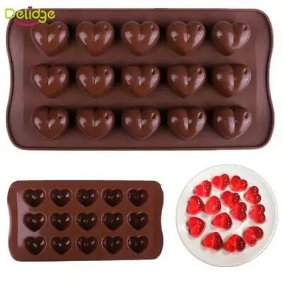 15 Love Hearts Silicone Mould Chocolate Fondant Jelly Ice Cube Mold • £1.97