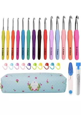 14 Sizes Crochet Hooks Needles Set 2mm-10mm Ergonomic Extra Long For Arthritis • $9.89