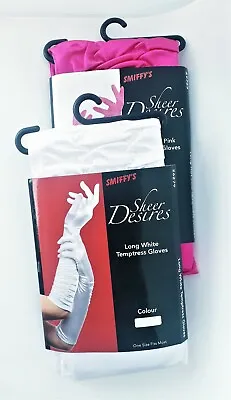 £6.99 • Buy Smiffys Sheer Desires Long Ruched Gloves White Or Hot Pink