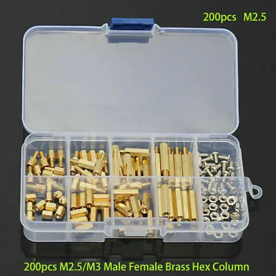 M2.5 M3 Brass Standoff Hex Column Female Male Standoff Screw Nut Assortment Kit • £14.10