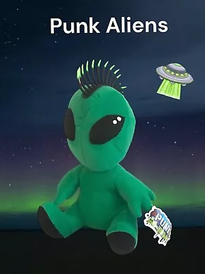 Punk Aliens Green Mohawk 13  Plush W/Tags 2017 - Mint ! • $18.99