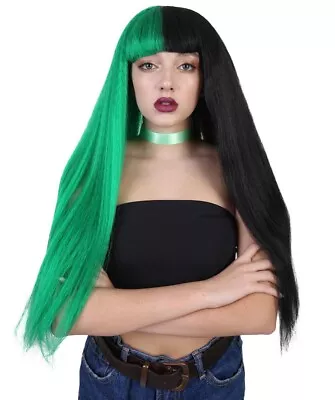 Adult Cosplay Melanie Style Green Black Long Straight Party Costume Wig HW-1082A • $14.96