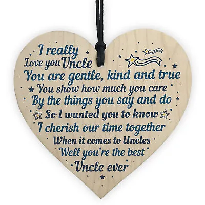 Uncle Christmas Gifts Cards Wooden Heart Uncle Gifts For Birthday Gifts For Him  • £3.99