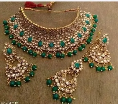 $33.10 • Buy Jewelry Set Kundan Necklace Indian Bollywood Gold Plated Bridal Pearl Choker