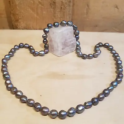 $35.95 • Buy Baroque Pearl Necklace Black Gray Peacock Genuine Freshwater 15  - Swanky Barn