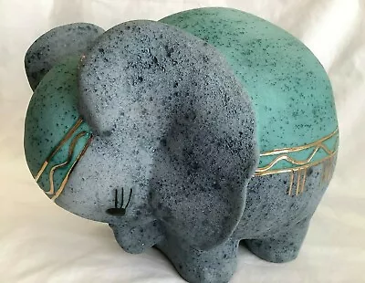 Russell's Originals Blue Ceramic Elephant Trimmed In 22k Gold  • $32.50