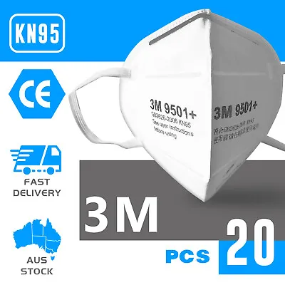 20PCS 3M 9501+ Face Mask KN95 Anti Dust Flu Protection Respirator Mask AU STOCK • $199.90