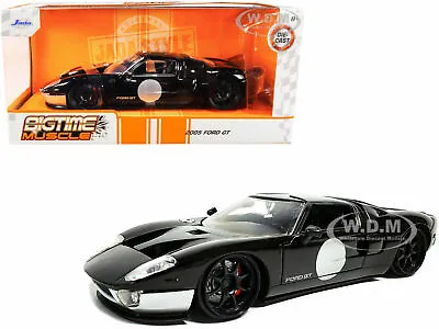 2005 Ford Gt Black & Silver  Bigtime Muscle  1/24 Diecast Model Car Jada 32705 • $20.99