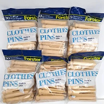 Vintage Forster Wooden Clothes Pins Lot 6 Bags 30 Each Made In USA • $44.99