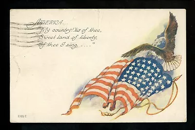 Patriotic Americana Postcard US Flag Eagle Greetings Vintage • $2.49